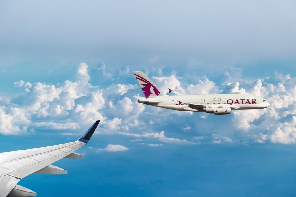 A cut for the view of two planes in the blue sky.